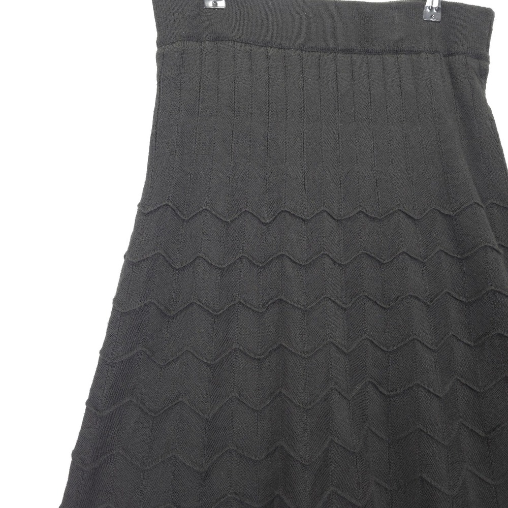 Lapis Black Knit Skirt Women L Long A-Line Wool Blend Chevron Lined Modest - Picture 7 of 11